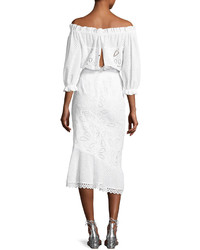 Saloni Grace Eyelet Cotton Dress White