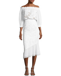 Saloni Grace Eyelet Cotton Dress White