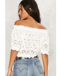 Factory Apple Of My Eyelet Top White