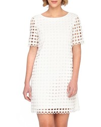 Tahari Petite Circle Eyelet Lace Shift Dress Size 4p White