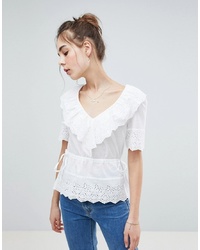 ASOS DESIGN Top In Broderie With V Neck
