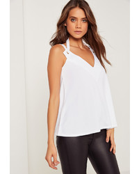 Missguided Eyelet Detail Double Strap Tank Top White