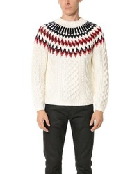 White Fair Isle Cable Sweater