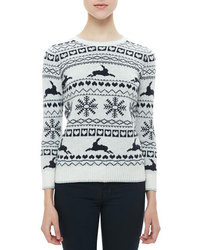 White Fair Isle Crew-neck Sweater