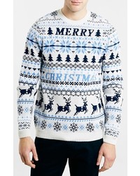Topman Christmas Pattern Crewneck Sweater