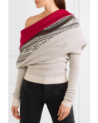 Y/Project Fair Isle Off The Shoulder Merino Wool Sweater