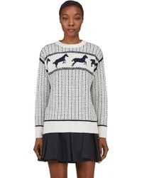 Band Of Outsiders Ivory Navy Fair Isle Knit Sweater