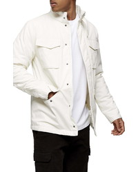 Topman Ecru Four Pocket Classic Fit Cotton Hooded Jacket