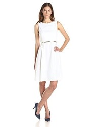 Calvin Klein Fit And Flare Dress With Eyelet Inserts