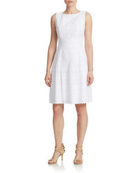 Ivanka Trump Cotton Eyelet Fit And Flare Dress
