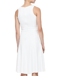 Armani Collezioni Flare Skirted Milano Jersey Dress White
