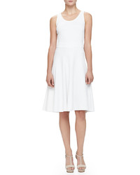Armani Collezioni Flare Skirted Milano Jersey Dress White