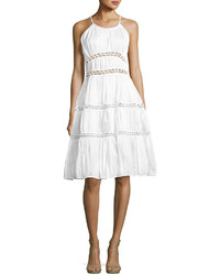 Zac Posen Novelty Cotton Blend Fit And Flare Dress White