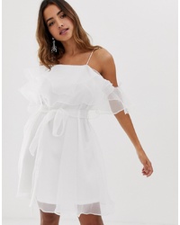 Forever U Organza Frill Mini Dress In White
