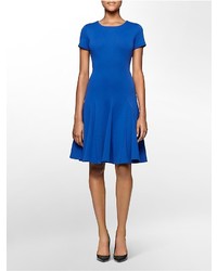 Calvin Klein Ponte Knit Cap Sleeve Fit Flare Dress