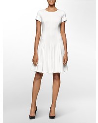 Calvin Klein Ponte Knit Cap Sleeve Fit Flare Dress