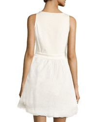 Brunello Cucinelli Sleeveless Jersey Fit Flare Dress White
