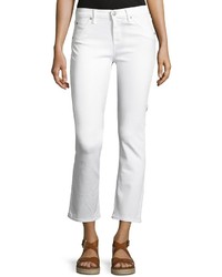 Hudson Bailey Mid Rise Baby Boot Cut Crop Jeans White