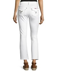 Hudson Bailey Mid Rise Baby Boot Cut Crop Jeans White