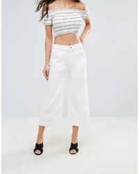 7 For All Mankind Cropped Flared White Jeans