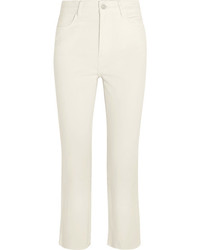 Barbara Casasola Cropped High Rise Flared Jeans Off White