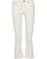 R 13 R13 Cropped High Rise Flared Jeans White