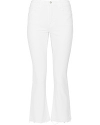 J Brand Selena Cropped Mid Rise Bootcut Jeans White