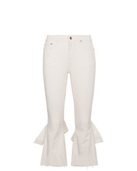 Sjyp White Cropped Kick Flare Jeans