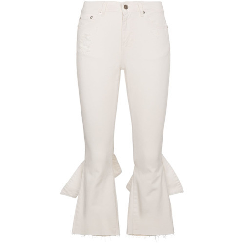 white cropped kick flare jeans