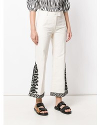 Tory Burch Embroidered Flared Trousers