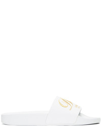 Dolce & Gabbana Dolce And Gabbana White Luxury Hotel Velvet Slide Sandals