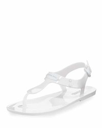 MICHAEL Michael Kors Michl Michl Kors Mk Plate Jelly Flat Thong Sandal Optic White