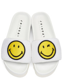 Joshua Sanders White Smile Slide Sandals