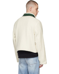 Reese Cooper®  Off White Green Cropped Fleece Jacket
