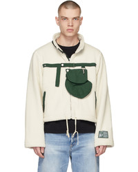Reese Cooper®  Off White Green Cropped Fleece Jacket