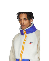 Nike White And Blue Sherpa Jacket