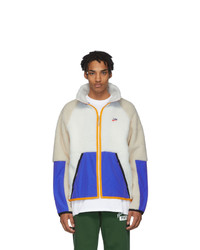 Nike White And Blue Sherpa Jacket