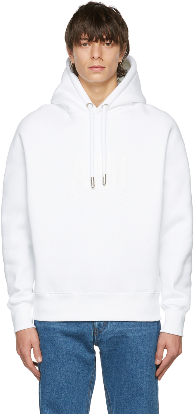 AMI Alexandre Mattiussi White Fleece Ami Paris Hoodie, $490 | SSENSE ...