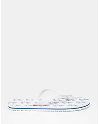 Asos Flip Flops In White With Anchor Print