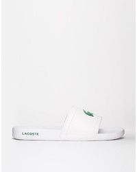 lacoste fraisier croc sliders in white