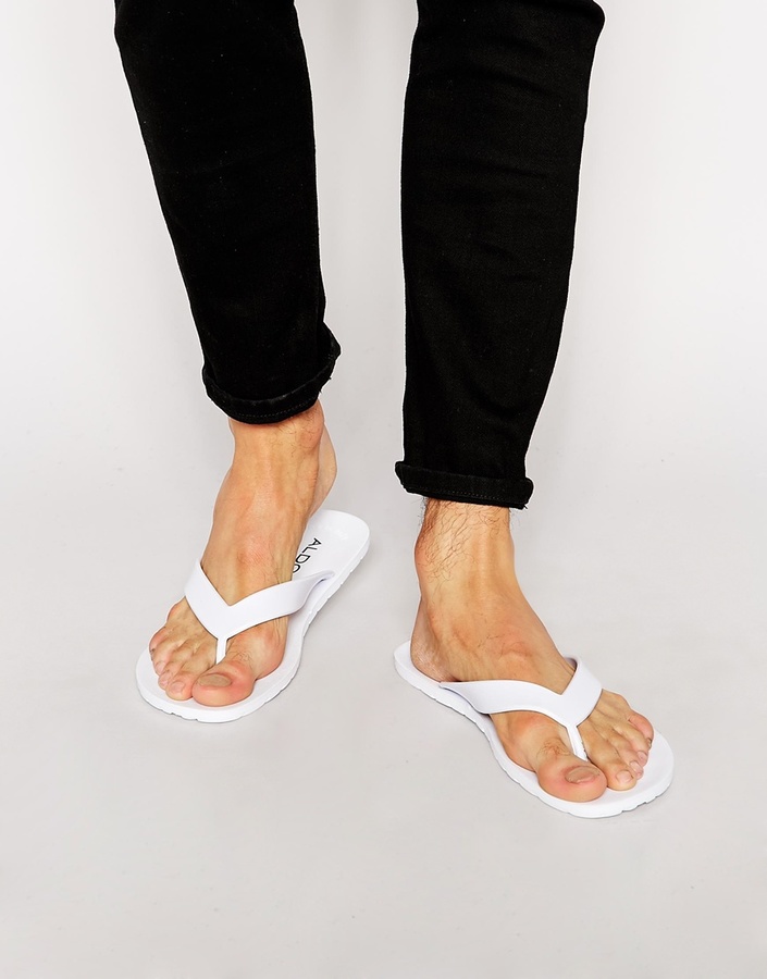 aldo white flip flops