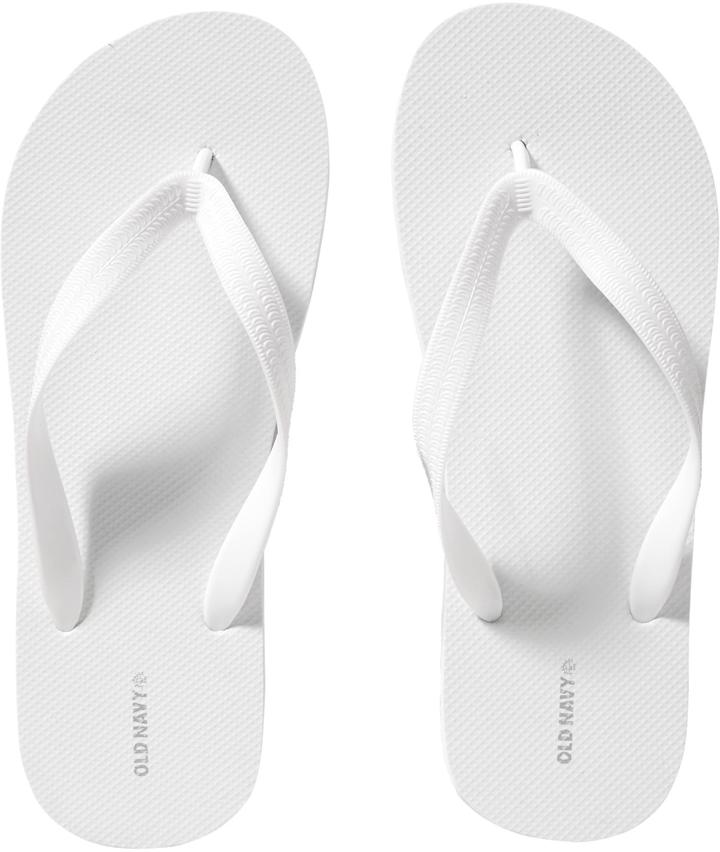 all white flip flops