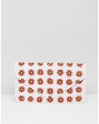 Clutch Me By Q Hand Beaded Daisy Clutchred