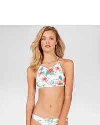 MinkPink Floral High Neck Halter Bikini Swim Top White Made By Resort