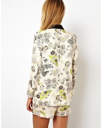 Asos Collection Blazer In Floral Print With Contrast Lapel