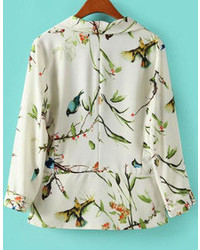 Floral Print Pockets Crop Blazer