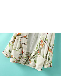 Floral Print Pockets Crop Blazer