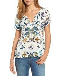 Lucky Brand Slit Sleeve Floral Top