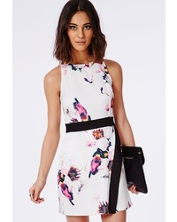 Missguided Crepe Origami Bodycon Dress White Floral