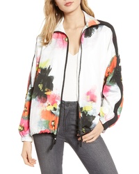 Pam & Gela Floral Stand Collar Zip Front Jacket